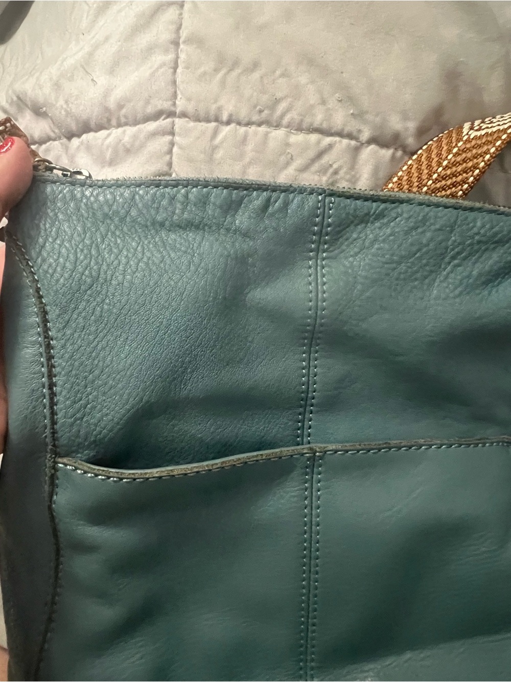 the sak Leather Crossbody Bag in Teal with Woven Strap - Picture 7 of 16